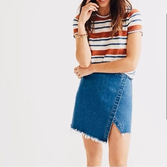 #138 MADEWELL Cross Front Jean Skirt